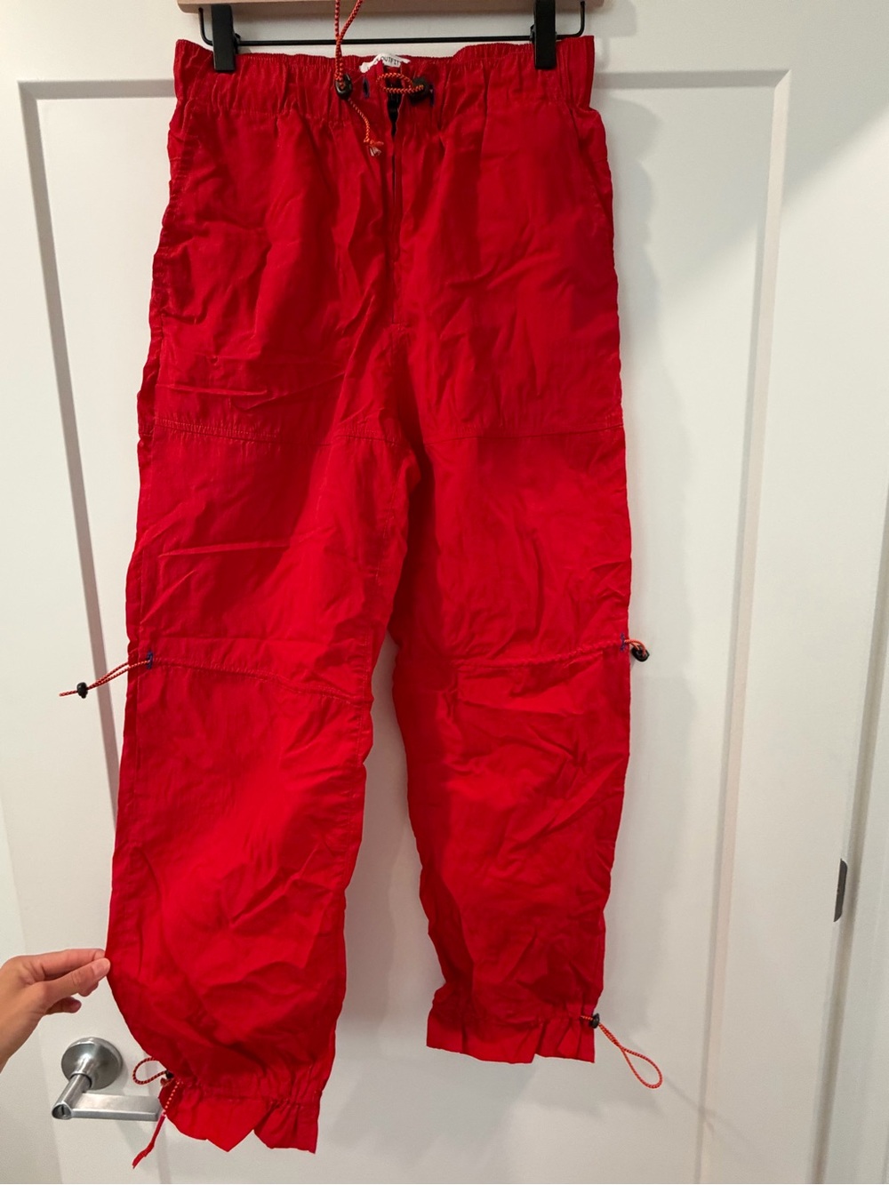 Urban Outfitters Red Parachute Pants - Lightweight Drawstring Waist